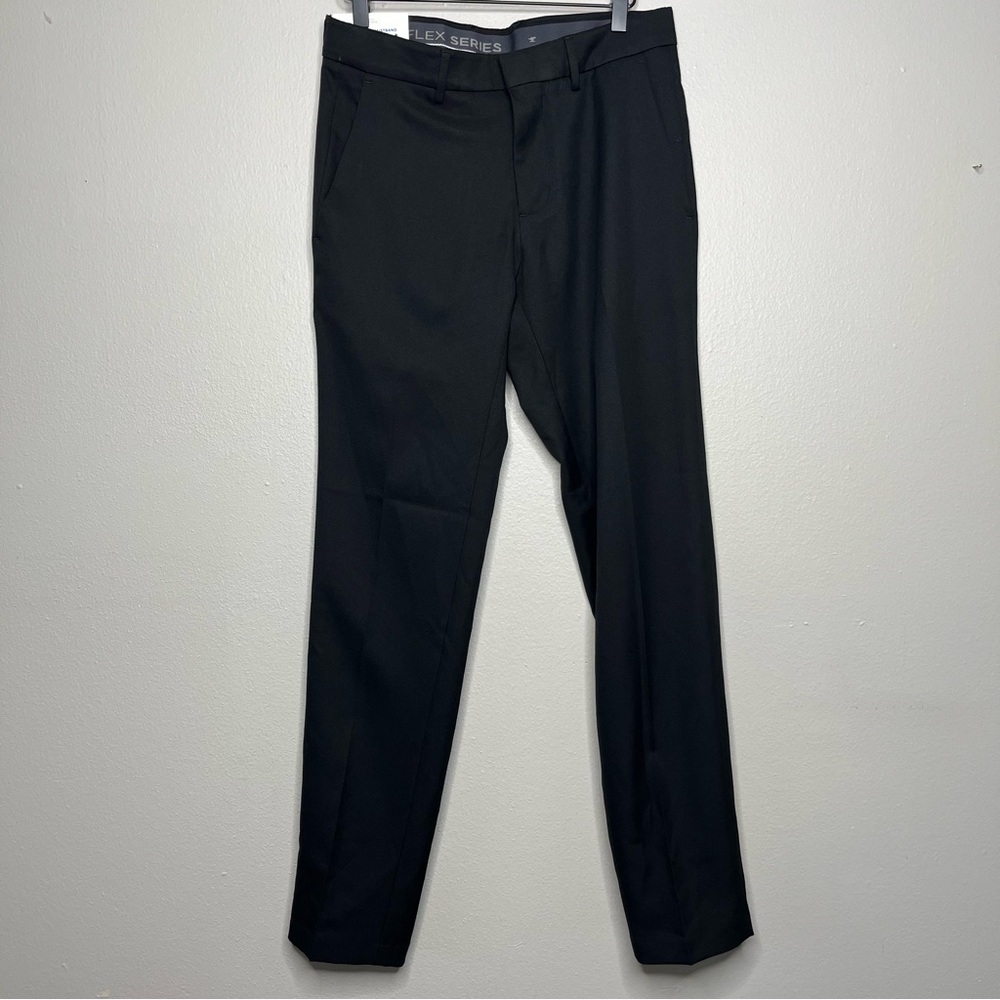 New Haggar Men Pants 30x32 Black Flex Series Performance Suit Ultra Slim Trouser